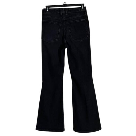 7 FOR ALL MANKIND Portia High Rise Megaflare Jeans Ludlow Black Sailor Buttons - Picture 6 of 16